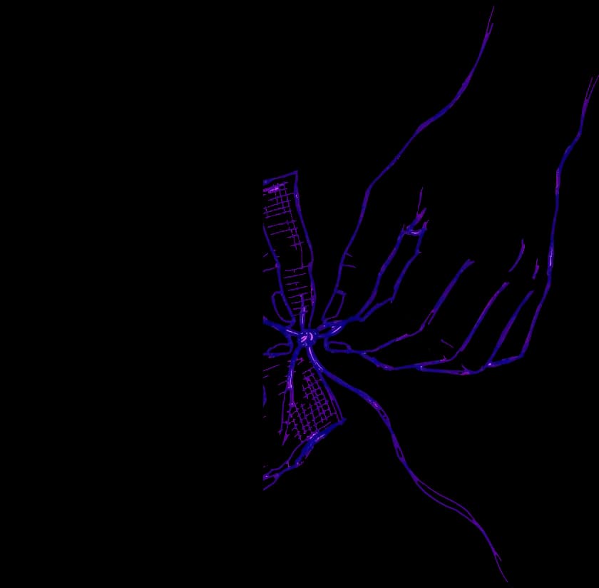 Two hands tying off a cut warp thread